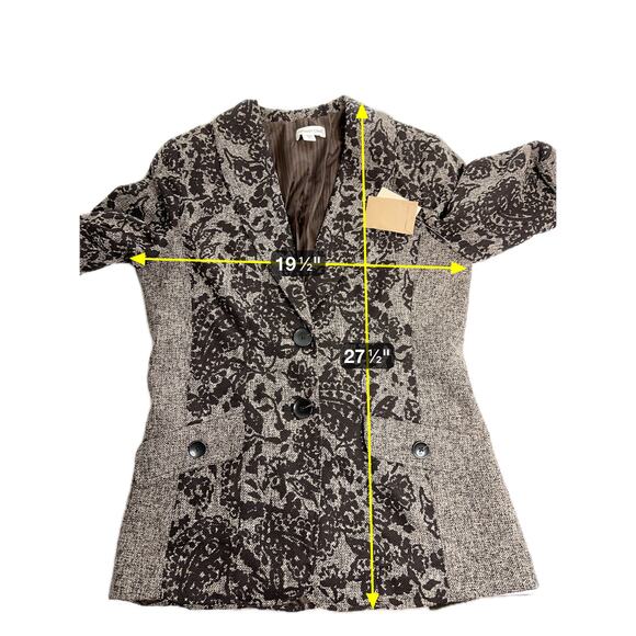 NWD Coldwater Creek Brown Floral Printed Tweed Blazer Suit Jacket Womens Size 12 - Picture 11 of 12